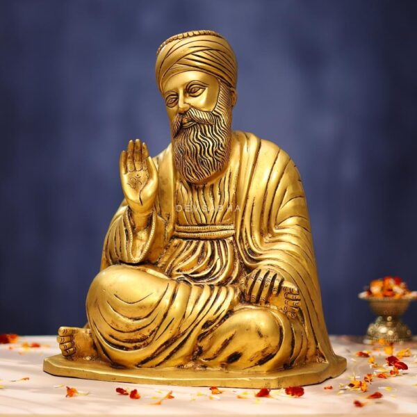 Brass Guru Nanak Ji Idol 13.5 Inches for Home and Office Decor