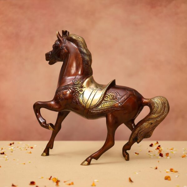 Brass Horse Statue 13.2 Inches for Home and Office Decor