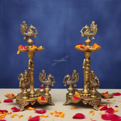 Brass Deepak Set 11.5 Inches for Home and Decor