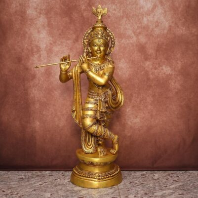 Brass Lord Krishna Idol 37 Inches