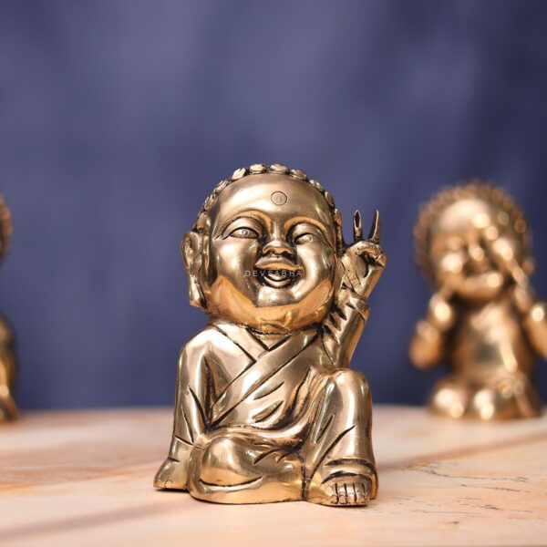Brass Laughing Baby Idol Set 6.8 Inches Height for Home and Decor