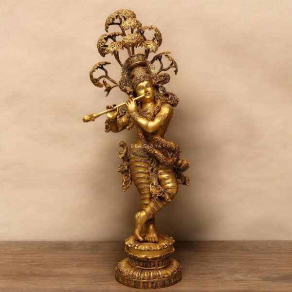 Brass Lord Krishna Statue With kadamb Tree (56 Inch)