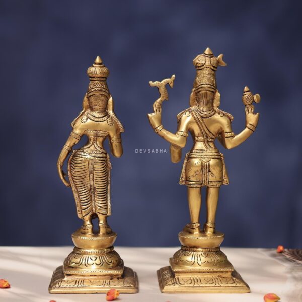 Brass Shiva Parvati Idol 10.5 Inch for Spiritual and Decorative