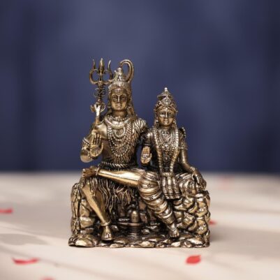 Antique Brass Shiva Parvati Idol 4.5 Inch Beautiful Decorative Murti