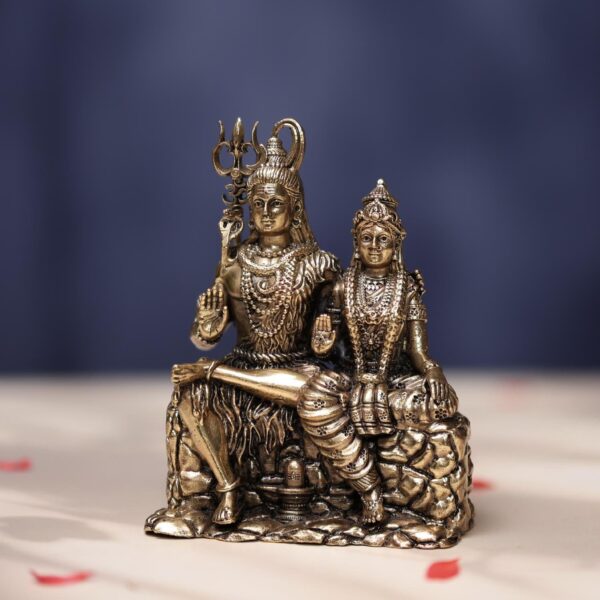 Antique Brass Shiva Parvati Idol 4.5 Inch Beautiful Decorative Murti