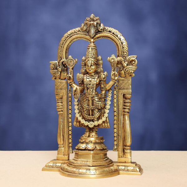 Brass Tirupati Balaji Idol with frame height 14 inches