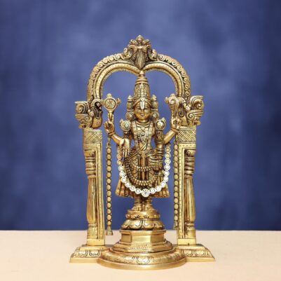 Brass Tirupati Balaji Idol with frame height 14 inches