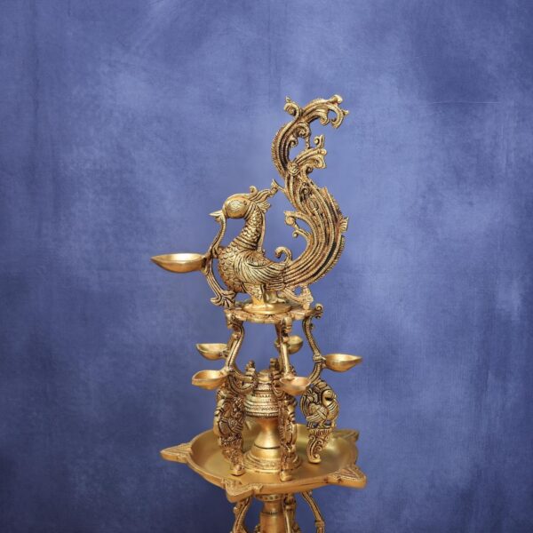 Brass peacock lamp  height 26.5 inches