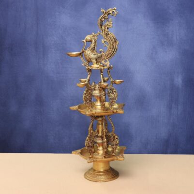 Brass peacock lamp height 26.5 inches