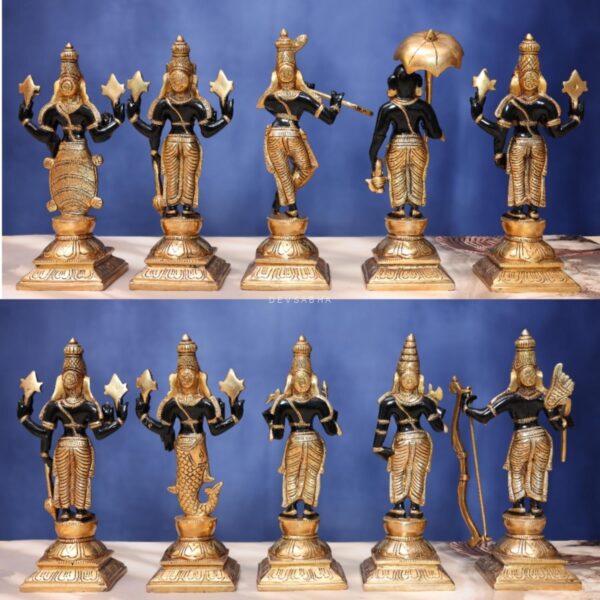 Brass Black Colour Dashavatar Idol 10 Inch Beautiful Decorative Murti Statue