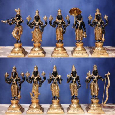 Brass Black Colour Dashavatar Idol 10 Inch Beautiful Decorative Murti Statue