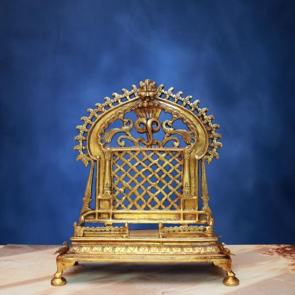 Brass Singhasan 13.5 Inch Elegant and Traditional Decorative Seat Statue