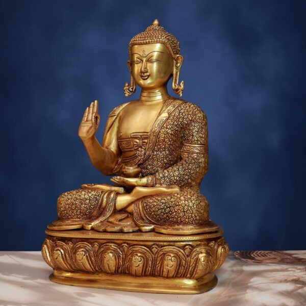 Brass Buddha Idol 18 Inch Peaceful and Beautiful Decorative Statue
