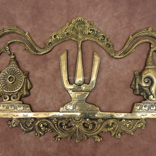 Brass Wall Hanging Shankha Chakra Namah Idol 11 Inch Traditional Decorative Statue