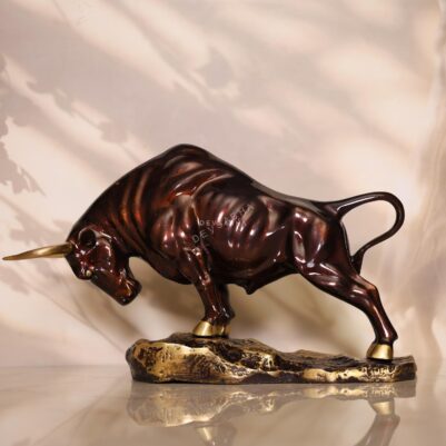 Brass Charging Bull with Coffey Colour Patina 8 Inches
