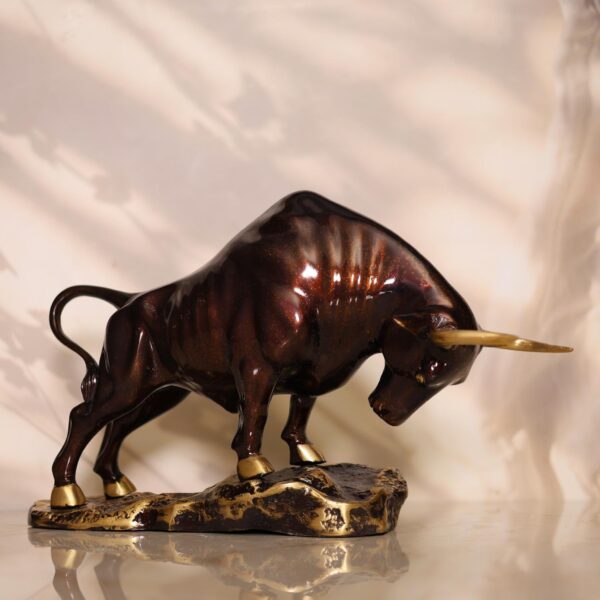 Brass Charging Bull with Coffey Colour Patina 8 Inches