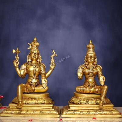 Brass Shiva Parvati Idol 16.5 Inch Divine and Beautiful Decorative Murti Statue