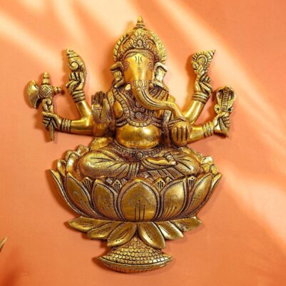 Brass Wall Hanging Ganesh Idol Height 12.5 Inch