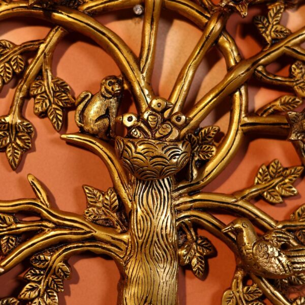 Brass Wall Hanging Kalpavriksha Tree 14 Inch Elegant and Beautiful Decorative Piece