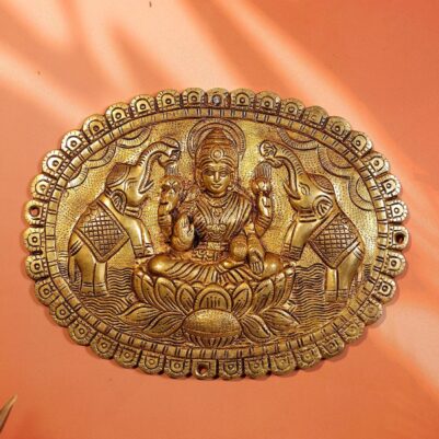 Brass Wall Hanging Gaja Laxmi Idol Height 9.2 Inch