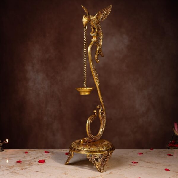 Brass Parrot with Lamp Height 24 Inch