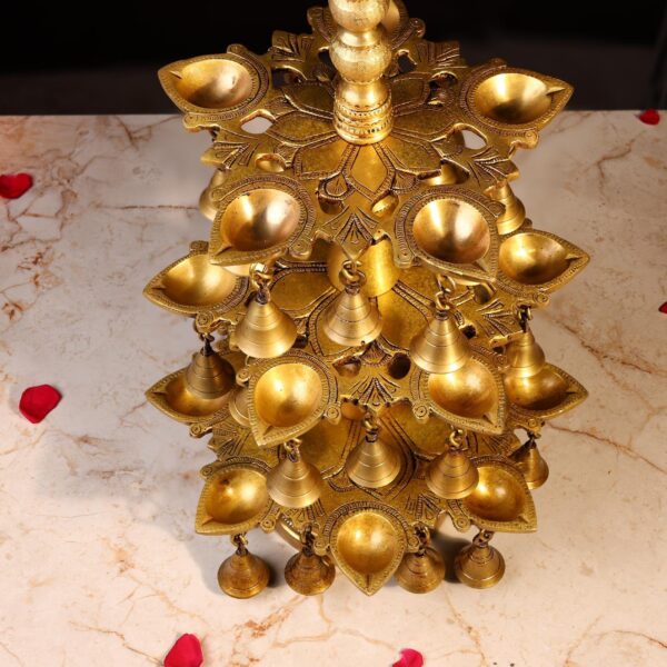 Brass Lamp Height 19 Inch Pure Handcrafted Traditional Pooja Deepam