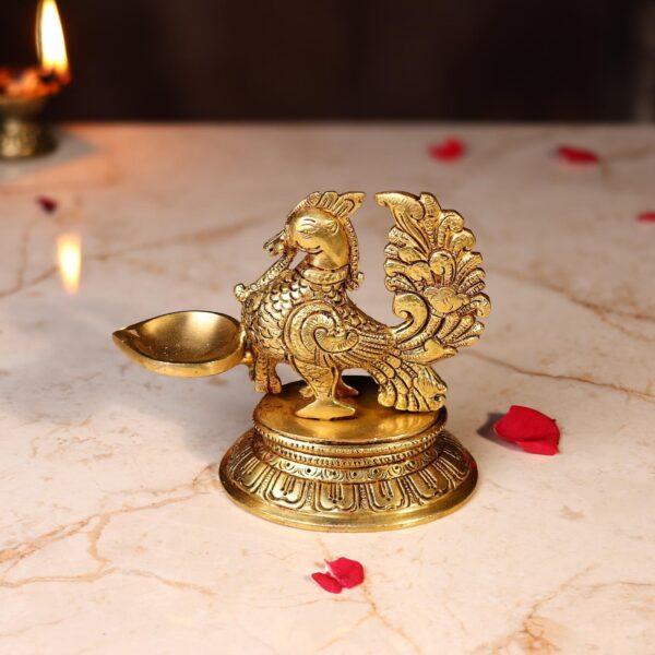 Brass Peacock Lamp Height 4.5 Inch