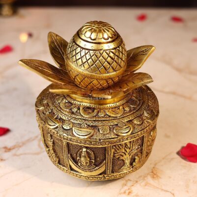 Brass Kalash with Coconut Height 7.5 Inch