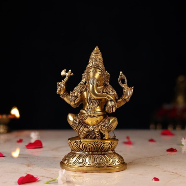 Superfine Brass Ganesh Idol Height 7.5 Inch
