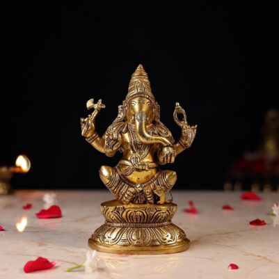 Superfine Brass Ganesh Idol Height 7.5 Inch