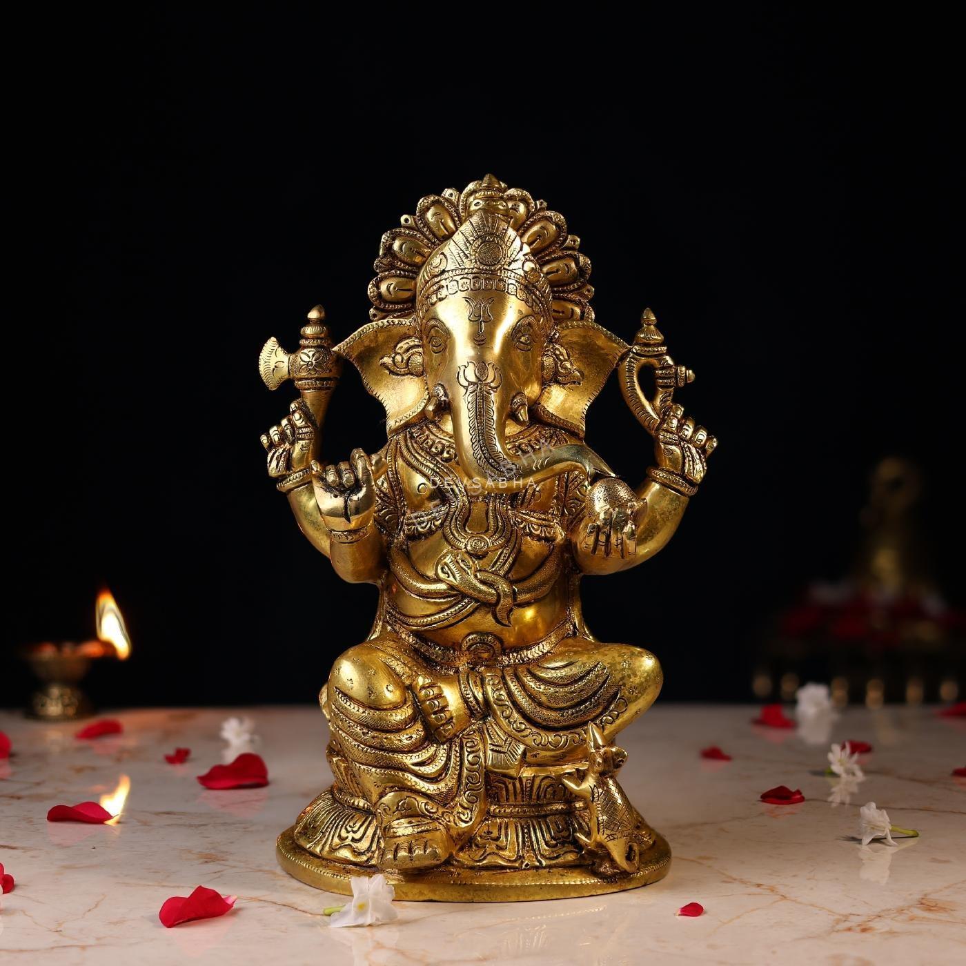 Brass Lord Ganesh Idol Height 11.5 Inch