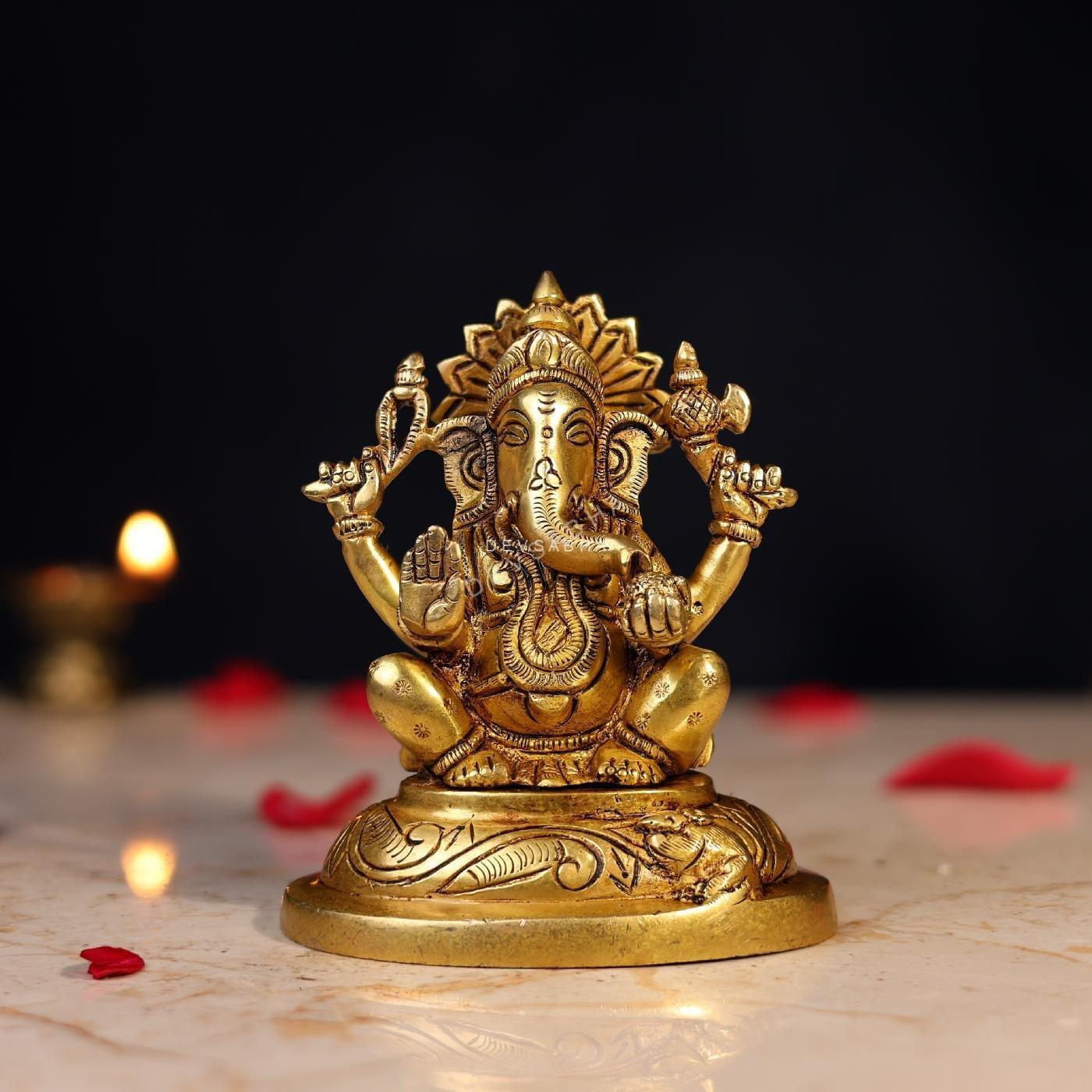 Brass Ganesh Idol Height 5 Inch