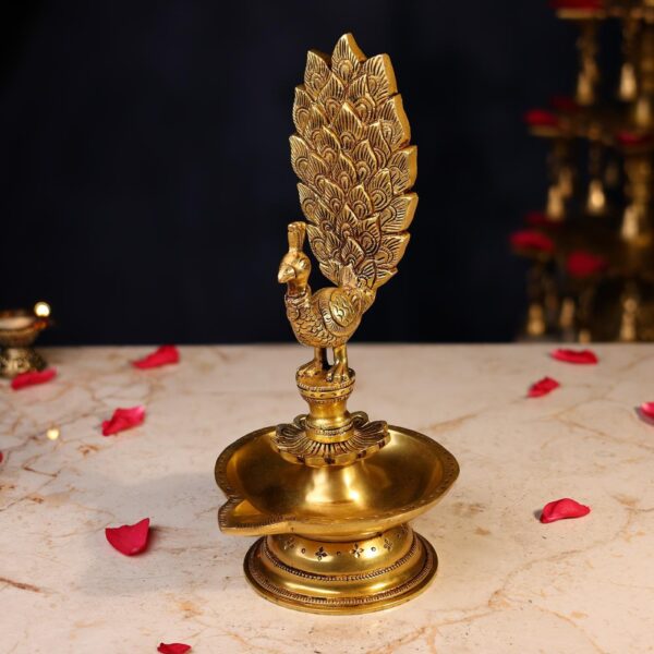 Brass Peacock Lamp Height 11.5 Inch