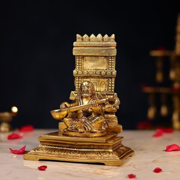 Brass Raghavendra Swamy with Veena Height 7.5 Inch