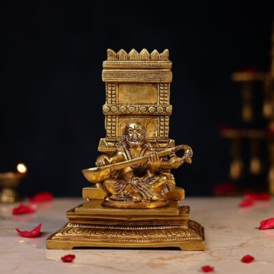 Brass Raghavendra Swamy with Veena Height 7.5 Inch