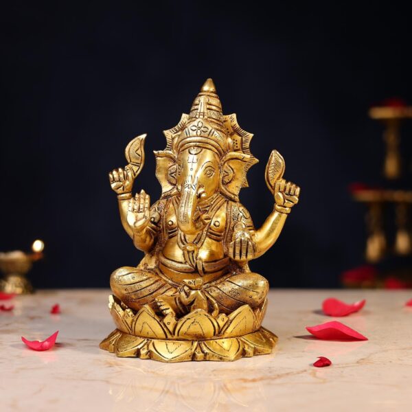 Brass Lord Ganesh Idol Height 8 Inch