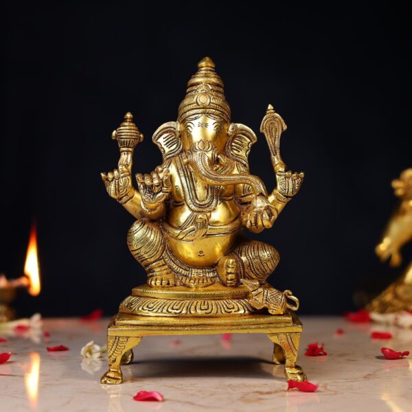 Brass Ganesh Idol Height 9.5 Inch