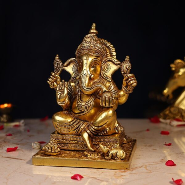 Superfine Brass Ganesh Idol Height 9.5 Inch