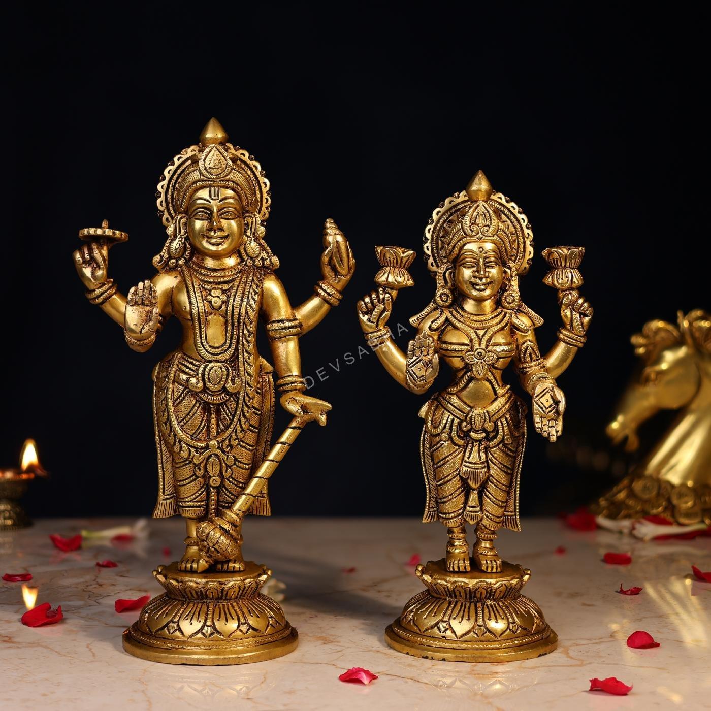 Brass Standing Laxmi Narayan Idol Height 11Inch