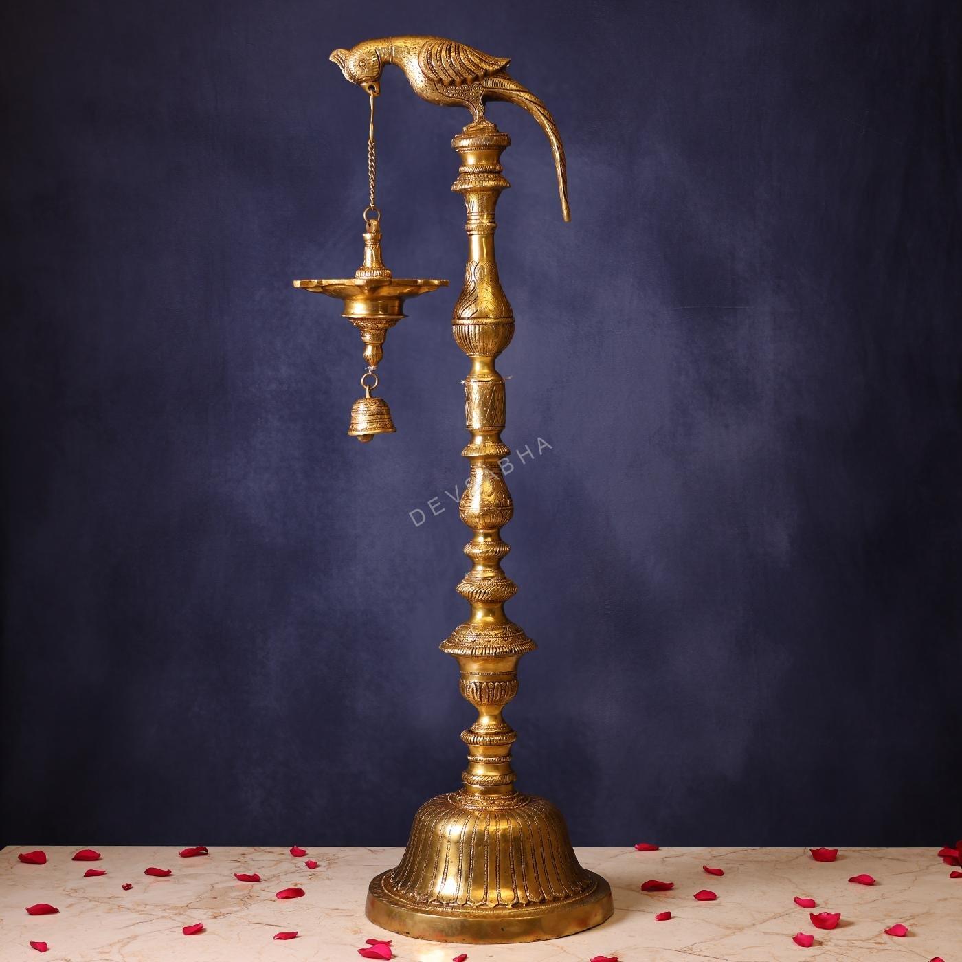 Large Size Brass Parrot Lamp Height 38.5 Inch