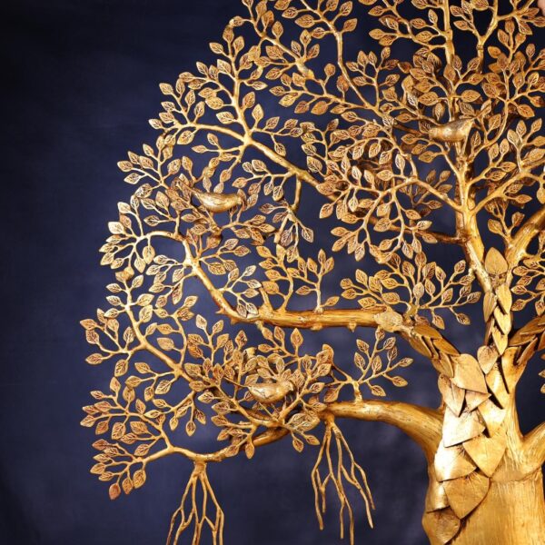 Large Brass Bodhi Tree of Life with Roots Wall Hanging – 50 Inch Decorative Art