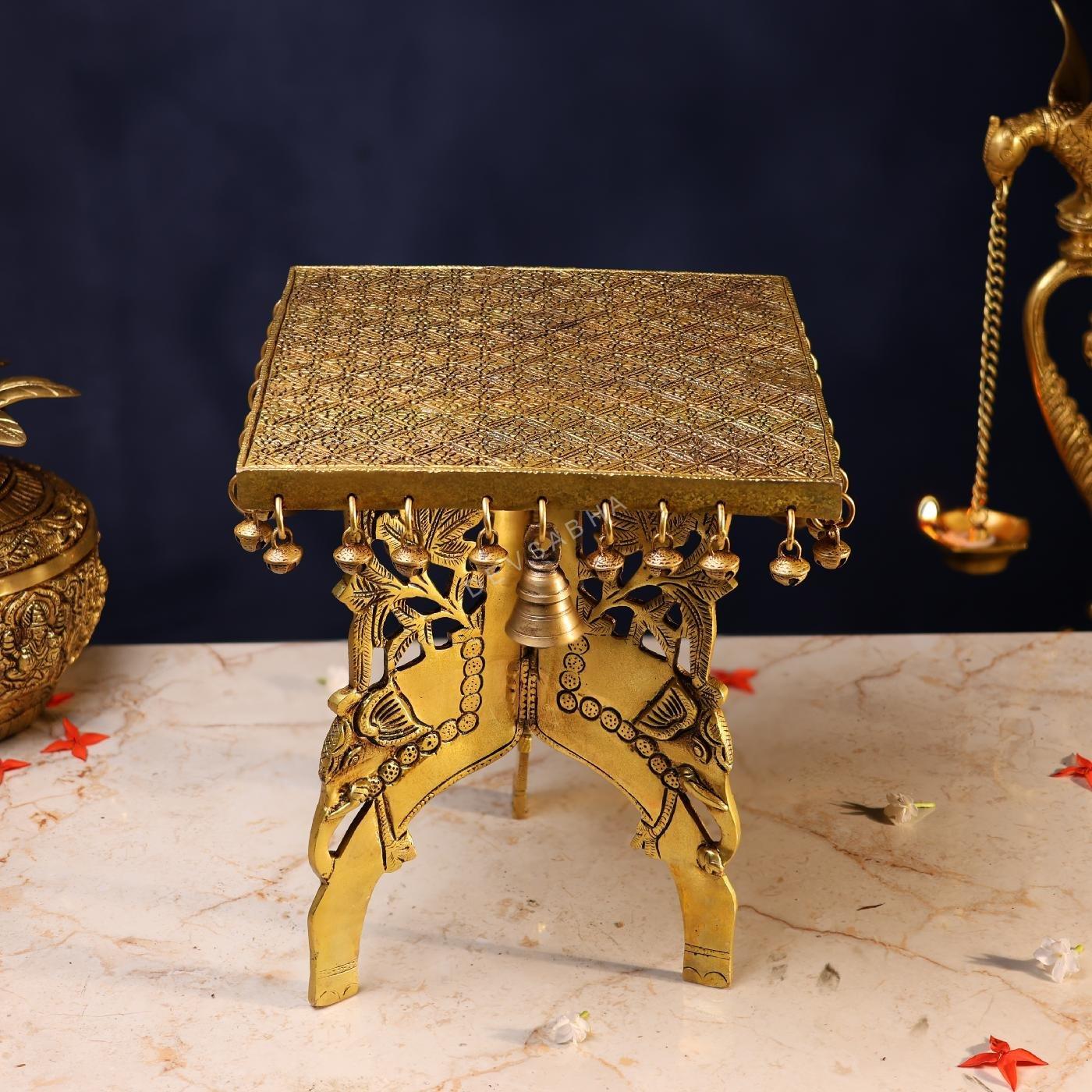 Brass large Stool – 11.5 Inch Pure Handcrafted Chowki