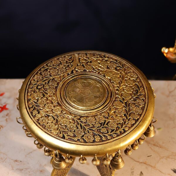 Elegant Brass Stool – 11.5 Inch Pure Handcrafted Pooja Chowki