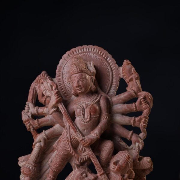 Pink Stone Durga Mata Idol – 8 Inch Handcrafted Murti
