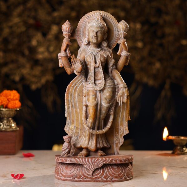 Stone Standing Laxmi Mata Idol – 12 Inch Handcrafted Murti