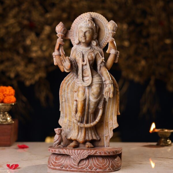 Stone Standing Laxmi Mata Idol – 12 Inch Handcrafted Murti