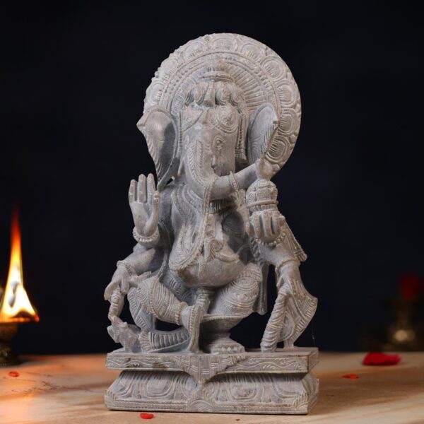 Green Stone Standing Ganesh Idol – 10 Inch Handcrafted Murti