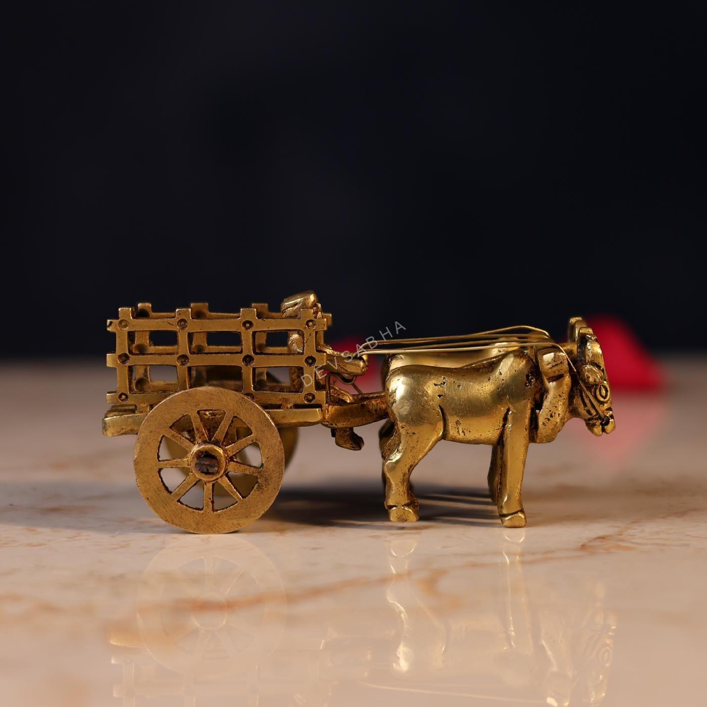 Brass Bullock Cart – 2 Inch Handcrafted Decorative Miniature