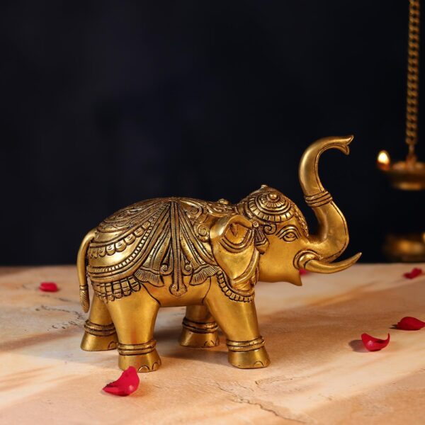 Brass Elephant Pair – 6.5 Inch Handcrafted Decorative Statues