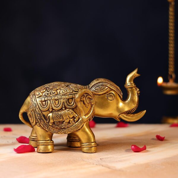 Brass Elephant – 5.5 Inch Handcrafted Decorative Statue